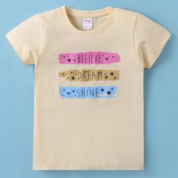 Tango Single Jersey Knit Half Sleeves T-Shirt With Text Print - Yellow-picture-9