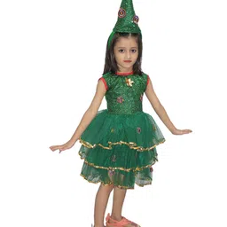 Kaku Fancy Dresses Christmas Theme Sleeveless Christmas Tree Costume Set - Green-picture-24