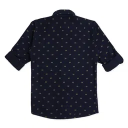 CAVIO Full Sleeves All Over PrintedShirt- Dark Blue And Rust image 3