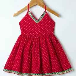 Saka Designs Woven Sleeveless Printed Kurti & Gharara Co-Ord Set With Lace Detailing - Red image 2