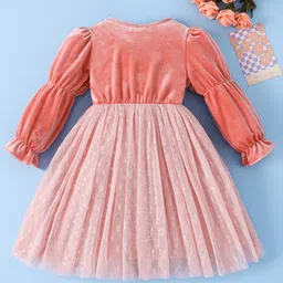 Mark & Mia Full Sleeves Winter Frock With Net Detailing - Pink image 2