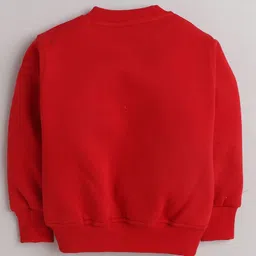 Knitting Doodles Fleece Woven Full Sleeves Hooray Text Printed Jacket With Joggers Set - Red image 4