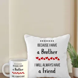 ARTBUG Stones-Studded & Beaded Rakhi With Roli Rice & Mug Cushion image 3