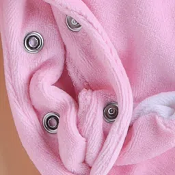 Wonderchild Full Sleeves Fox Face Applique Detailed Hooded Footed Sleepsuit - White & Pink image 5