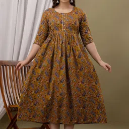 mad fury Women Ethnic Motifs Printed Cotton Maternity A-Line Midi Dress-image-54
