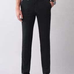 AD by Arvind Black Polyester Checks Mid Rise Trousers-picture-26