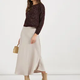 Styli Maroon Self Pattern Sweater image 3