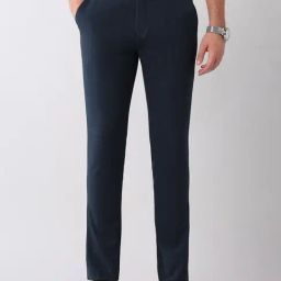 AD by Arvind Blue Polyester Checks Mid Rise Trousers-picture-25