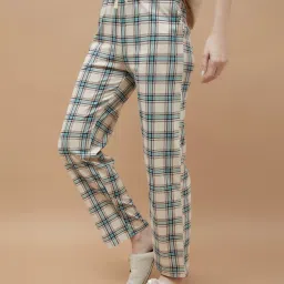 Ginger by Lifestyle Beige Cotton Regular Fit Checks Pyjamas image 3