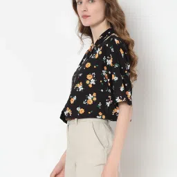 Vero Moda Black Viscose Floral Print Shirt image 3