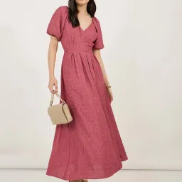 Styli Pink Plain A-Line Dress image 3