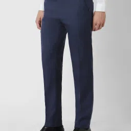 Van Heusen Navy Slim Fit Checks Trousers image 3