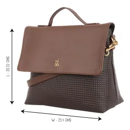 Baggit Brown Textured Small Satchel Handbag image 3