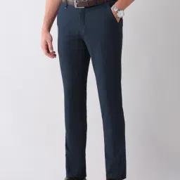 AD by Arvind Blue Polyester Checks Mid Rise Trousers image 3