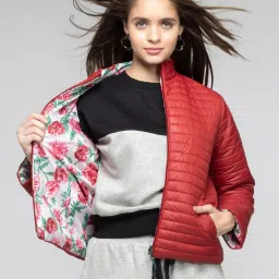 SHAYE Red Solid Reversible Puffer Jacket image 3
