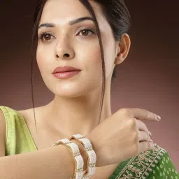 NVR Gold Plated Pearl Handcrafted Traditional Bangles for Women Set of 2 image 3