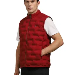 Louis Philippe Maroon Regular Fit Quilted Jacket image 3