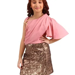 Cutecumber Girls Peach Embellished Party Dress image 3