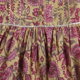 The Magic Wand Kids Yellow & Lilac Cotton Floral Print Kurta Set image 3