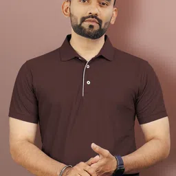VeBNoR Men Solid Polo Neck Collar T-shirt-picture-11
