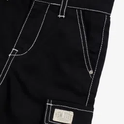 HOP Kids by Westside Black Cargo-Style Mid-Rise Cotton Trousers image 3