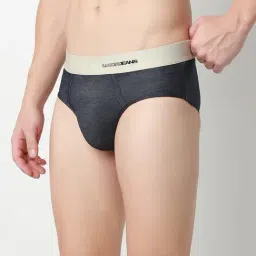 UnderJeans by Spykar Dark Denim Blue Blended Solid Mid Rise Briefs image 3