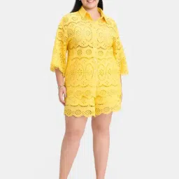 VIRGIO Yellow Regular Fit Embroidered Shorts image 5