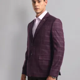Ad By Arvind Maroon Regular Fit Checks Blazer image 3