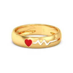 Candere by Kalyan Jewellers 14K Yellow Gold Heart with Pulse Women Band Ring image 3