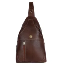 HiLEDER 100% Pure Genuine Leather 17 inches Sling Cross Body Outdoor Travel Passport Chest Bag for Men and Women, Coffee-picture-17