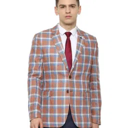 Van Heusen Orange Linen Slim Fit Checks Blazer-picture-35