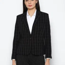 Solly by Allen Solly Black Checks Blazer-image-28