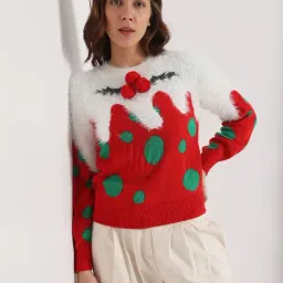 Vero Moda Red & White Printed Sweater-image-85