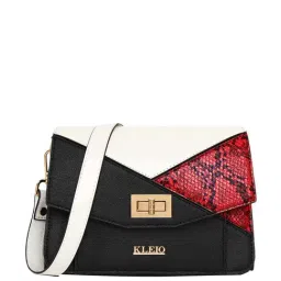 KLEIO Black Color Block Medium Sling Handbag-image-61