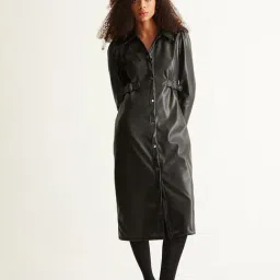 Cover Story Black Regular Fit Shirt Dress-image-15