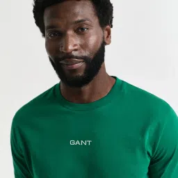 Gant Green Cotton Regular Fit Logo Printed T-Shirt image 3