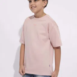 Jack & Jones Junior Boys Sheer Pink Cotton Solid T-Shirt image 3