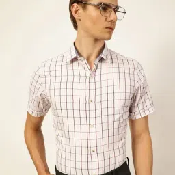 Thomas Scott Wine Cotton Regular Fit Checks Shirt-picture-34