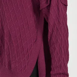 Styli Magenta Acrylic Straight Self Design Sweaters image 3