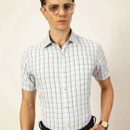 Thomas Scott Blue Cotton Regular Fit Checks Shirt-picture-22