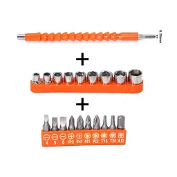 H9 1/4 inch Hex Flexible Shaft Drill Bit Extension Silver/Orange 60 X 110 mm 22 Piece Set image 2