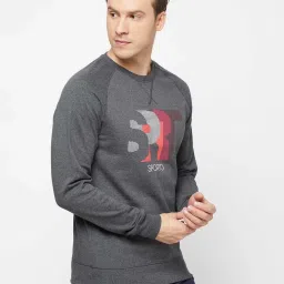 Sporto Anthra Melange Regular Fit Printed Sweatshirt image 3