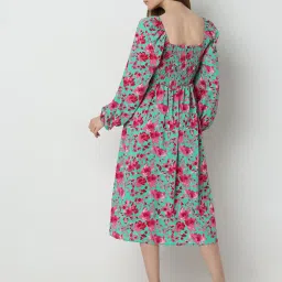 Vero Moda Aqua & Pink Floral Print Midi Dress image 3