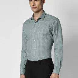 Peter England Green Slim Fit Checks Shirt image 3