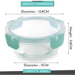 MAGNUS Solid Green Borosilicate 400ml Round Container image 3