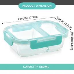 MAGNUS Solid Green Borosilicate 580ml Rectangle Container image 3