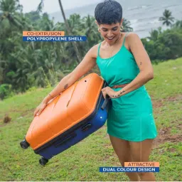 Nasher Miles Nicobar Hard-Sided Polypropylene Set of 2 Orange and Blue Trolley Bags (55 & 65 cm) image 3