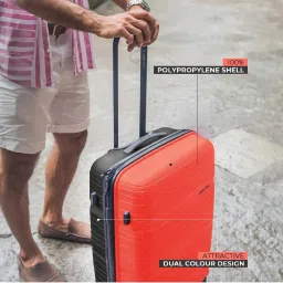 Nasher Miles Nicobar Hard-Sided Polypropylene Set of 3 Orange and Dark Grey Trolley Bags(55,65&75Cm) image 3