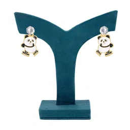 PRIVIU Set Of 3 Gold-Plated American Diamond Studded Panda Drop Earrings image 5