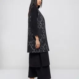 Utsa by Westside Black Geometric Design Quilted Cotton Jacket image 3